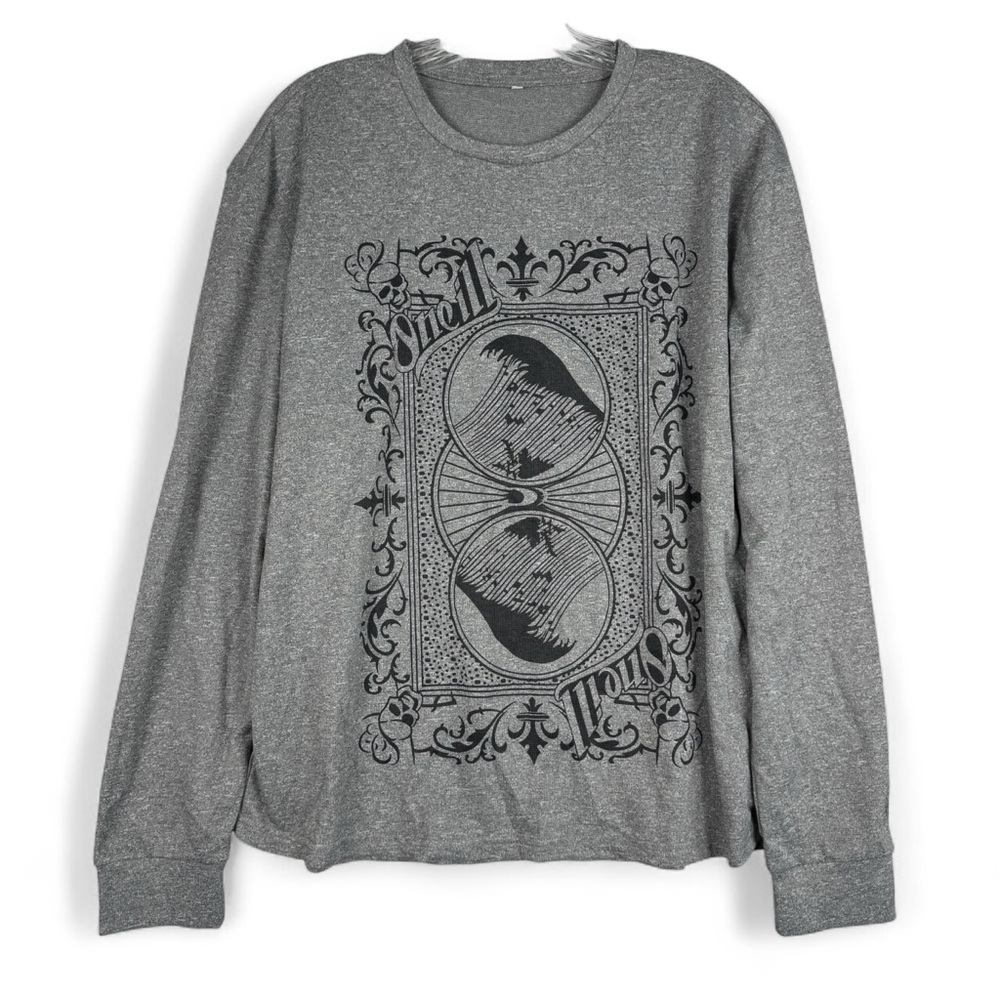 Womens Y2K Cyber Grunge Retro Harajuku Tee Size Large Long Sleeve Gray